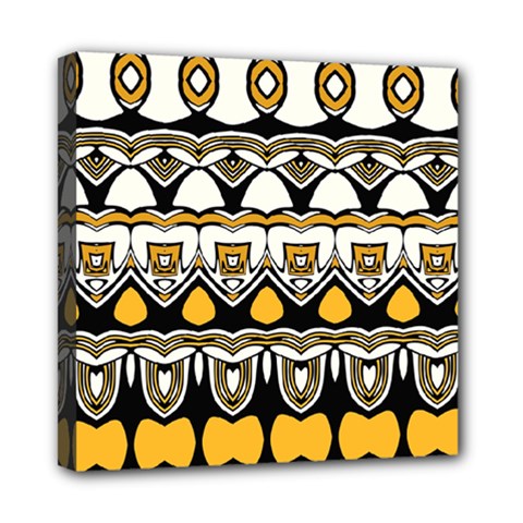 Boho Black White Yellow Mini Canvas 8  X 8  (stretched) by SpinnyChairDesigns