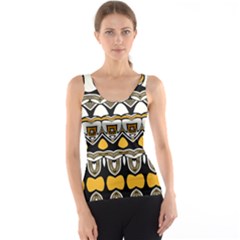 Boho Black White Yellow Tank Top by SpinnyChairDesigns