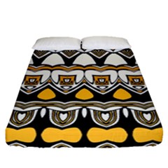 Boho Black White Yellow Fitted Sheet (queen Size)