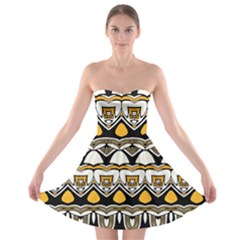 Boho Black White Yellow Strapless Bra Top Dress by SpinnyChairDesigns