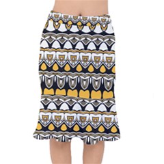 Boho Black White Yellow Short Mermaid Skirt by SpinnyChairDesigns