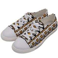 Boho Black White Yellow Women s Low Top Canvas Sneakers by SpinnyChairDesigns