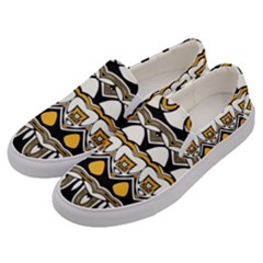 Boho Black White Yellow Men s Canvas Slip Ons by SpinnyChairDesigns