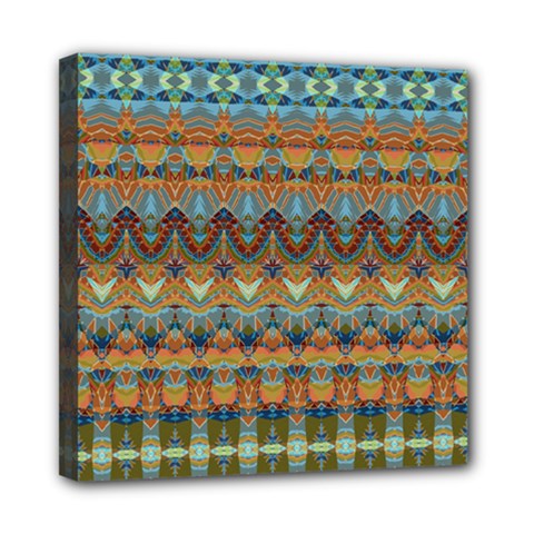 Boho Earth Colors Pattern Mini Canvas 8  X 8  (stretched) by SpinnyChairDesigns