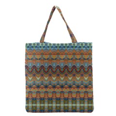 Boho Earth Colors Pattern Grocery Tote Bag by SpinnyChairDesigns