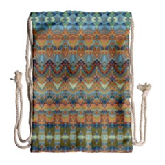 Boho Earth Colors Pattern Drawstring Bag (large) by SpinnyChairDesigns