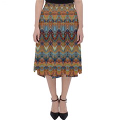 Boho Earth Colors Pattern Classic Midi Skirt by SpinnyChairDesigns