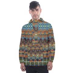 Boho Earth Colors Pattern Men s Front Pocket Pullover Windbreaker by SpinnyChairDesigns