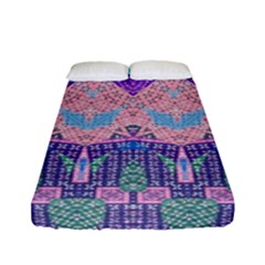 Boho Patchwork Violet Pink Green Fitted Sheet (full/ Double Size) by SpinnyChairDesigns