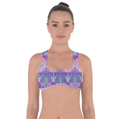 Boho Patchwork Violet Pink Green Got No Strings Sports Bra by SpinnyChairDesigns