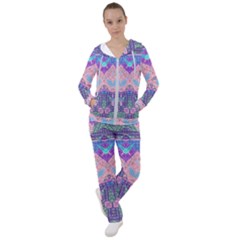 Boho Patchwork Violet Pink Green Women s Tracksuit by SpinnyChairDesigns