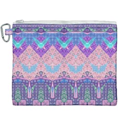 Boho Patchwork Violet Pink Green Canvas Cosmetic Bag (xxxl) by SpinnyChairDesigns