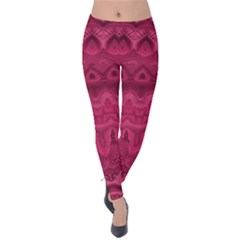 Boho Rose Pink Velvet Leggings by SpinnyChairDesigns