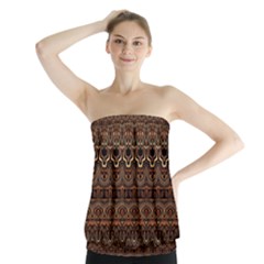 Boho Brown Gold Strapless Top by SpinnyChairDesigns