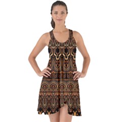 Boho Brown Gold Show Some Back Chiffon Dress by SpinnyChairDesigns