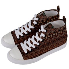 Boho Brown Gold Women s Mid-top Canvas Sneakers by SpinnyChairDesigns