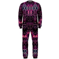 Boho Magenta Black Pattern Onepiece Jumpsuit (men)  by SpinnyChairDesigns