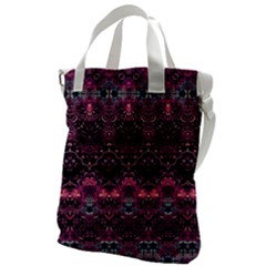 Boho Magenta Black Pattern Canvas Messenger Bag by SpinnyChairDesigns