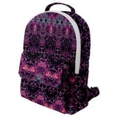 Boho Magenta Black Pattern Flap Pocket Backpack (small) by SpinnyChairDesigns