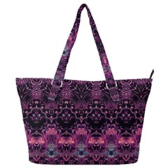 Boho Magenta Black Pattern Full Print Shoulder Bag by SpinnyChairDesigns