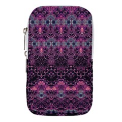 Boho Magenta Black Pattern Waist Pouch (large) by SpinnyChairDesigns