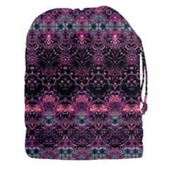 Boho Magenta Black Pattern Drawstring Pouch (3xl) by SpinnyChairDesigns