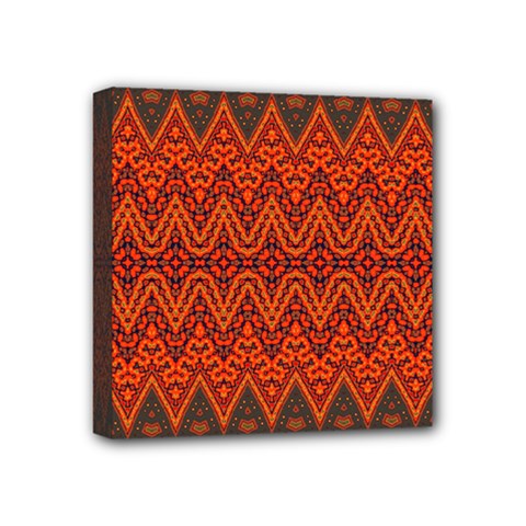 Boho Rust Orange Brown Pattern Mini Canvas 4  x 4  (Stretched)