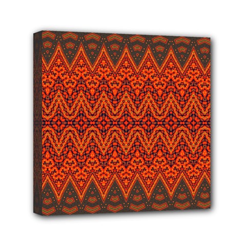 Boho Rust Orange Brown Pattern Mini Canvas 6  x 6  (Stretched)