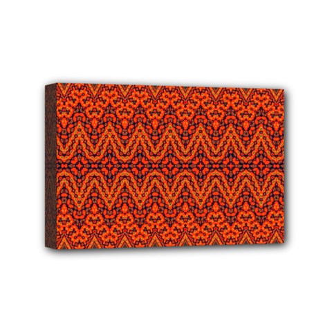 Boho Rust Orange Brown Pattern Mini Canvas 6  x 4  (Stretched)