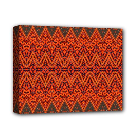 Boho Rust Orange Brown Pattern Deluxe Canvas 14  x 11  (Stretched)