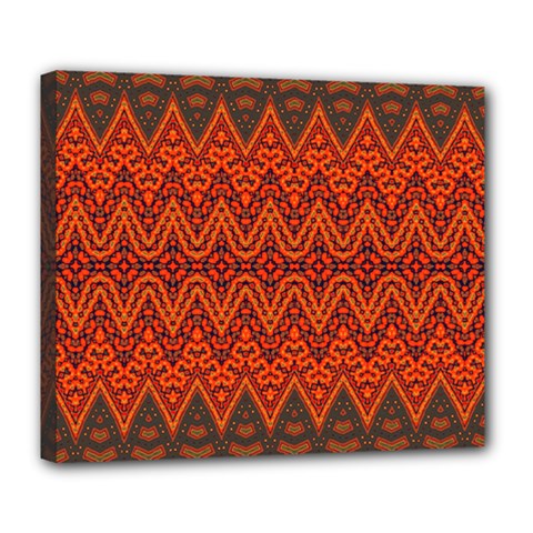 Boho Rust Orange Brown Pattern Deluxe Canvas 24  x 20  (Stretched)