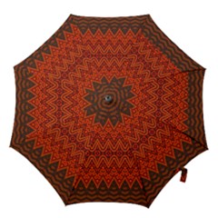 Boho Rust Orange Brown Pattern Hook Handle Umbrellas (Medium)