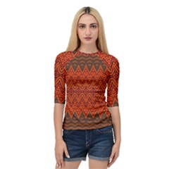 Boho Rust Orange Brown Pattern Quarter Sleeve Raglan Tee