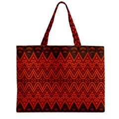Boho Rust Orange Brown Pattern Zipper Mini Tote Bag by SpinnyChairDesigns