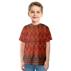 Boho Rust Orange Brown Pattern Kids  Sport Mesh Tee