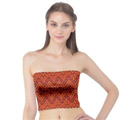 Boho Rust Orange Brown Pattern Tube Top