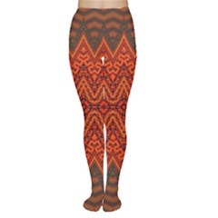 Boho Rust Orange Brown Pattern Tights