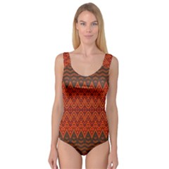 Boho Rust Orange Brown Pattern Princess Tank Leotard 