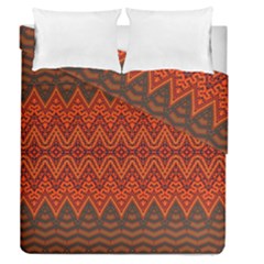 Boho Rust Orange Brown Pattern Duvet Cover Double Side (Queen Size)