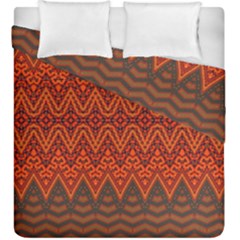 Boho Rust Orange Brown Pattern Duvet Cover Double Side (King Size)