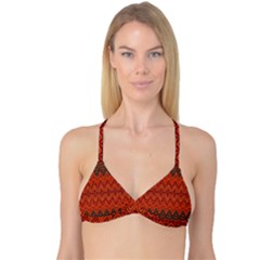 Boho Rust Orange Brown Pattern Reversible Tri Bikini Top by SpinnyChairDesigns