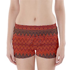 Boho Rust Orange Brown Pattern Boyleg Bikini Wrap Bottoms by SpinnyChairDesigns