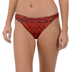 Boho Rust Orange Brown Pattern Band Bikini Bottom