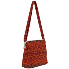 Boho Rust Orange Brown Pattern Zipper Messenger Bag