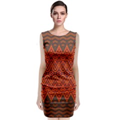 Boho Rust Orange Brown Pattern Classic Sleeveless Midi Dress