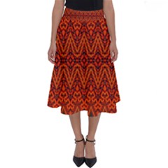 Boho Rust Orange Brown Pattern Perfect Length Midi Skirt by SpinnyChairDesigns