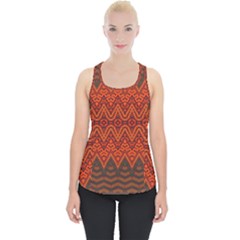 Boho Rust Orange Brown Pattern Piece Up Tank Top