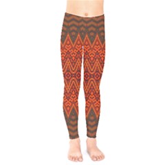 Boho Rust Orange Brown Pattern Kids  Leggings