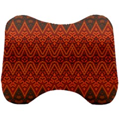 Boho Rust Orange Brown Pattern Head Support Cushion by SpinnyChairDesigns