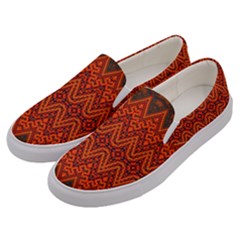 Boho Rust Orange Brown Pattern Men s Canvas Slip Ons